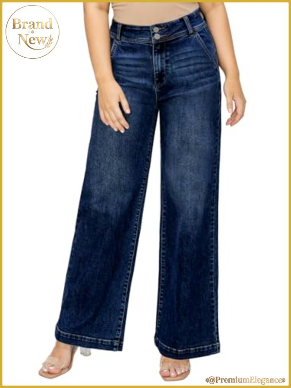 Women Plus Size Wide Leg Jeans High Waisted Stretchy Denim Pants 1X-5X
